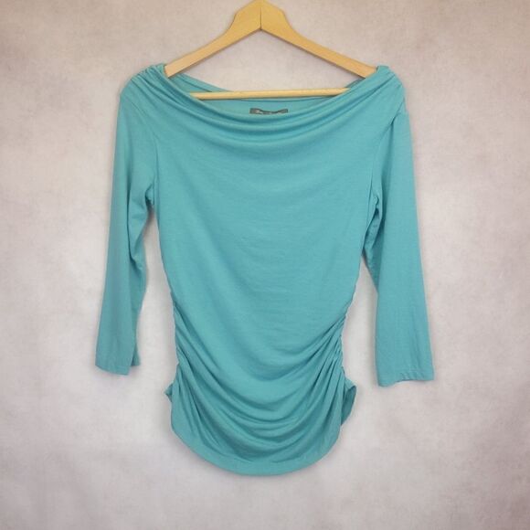 Tommy Bahama Teal Off Shoulder Ruched Long Sleeve Top Size Sm - Picture 4 of 8